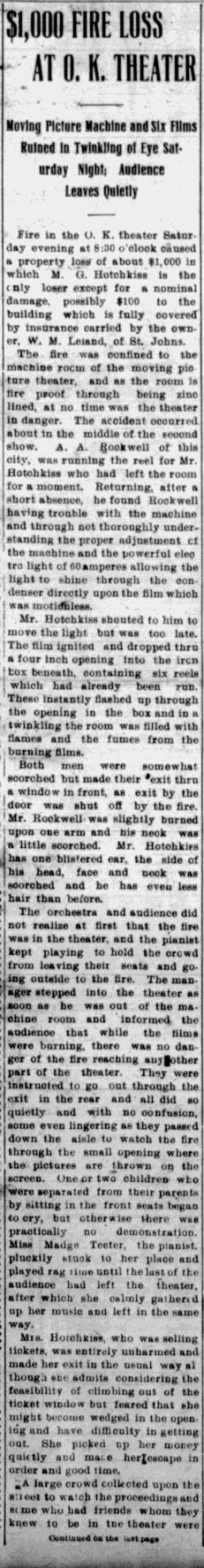 O.K. Theater - Jul 10 1911 Fire Report (newer photo)